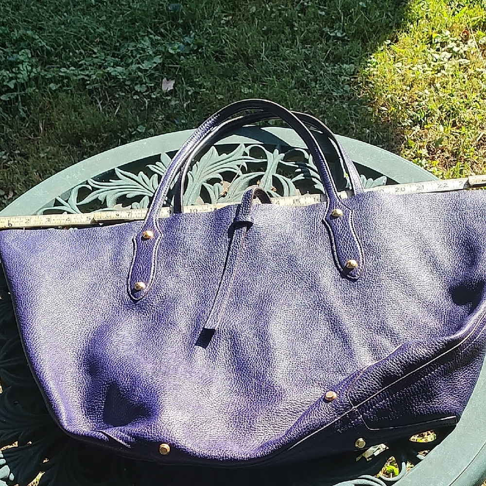 ANNABEL INCALL Large Isabelle Chic Navy Leather Tote Bag